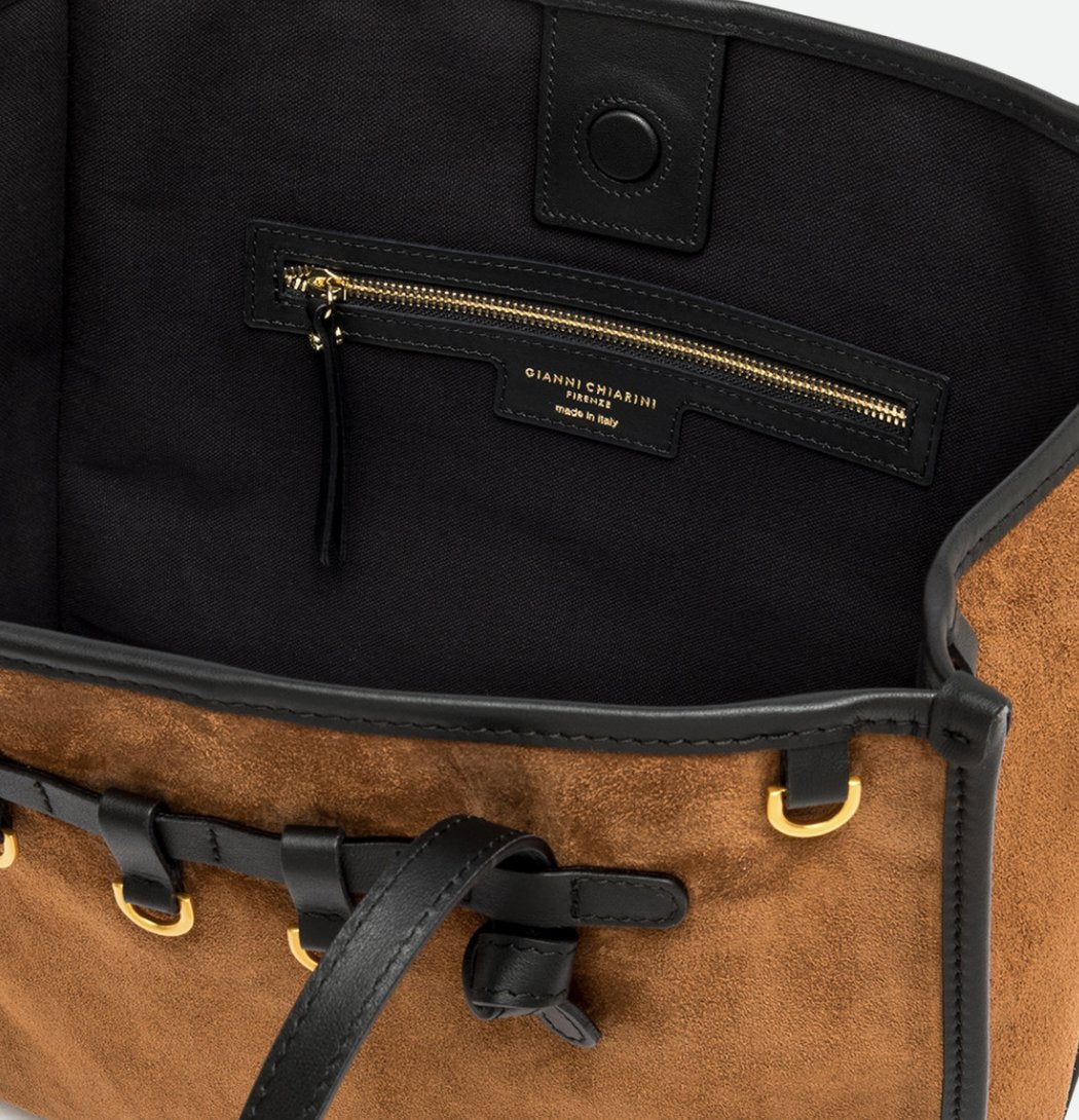 Large Marcella Cognac Suede Tote & Satchel Gianni Chiarini 