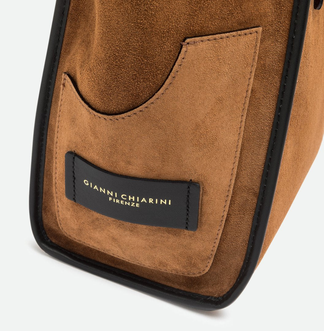 Large Marcella Cognac Suede Tote & Satchel Gianni Chiarini 