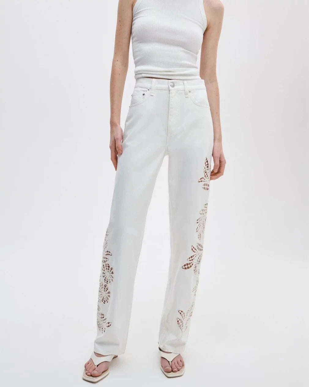 Shea Relaxed Straight Jean White Floral Denim - Straight rag & bone 