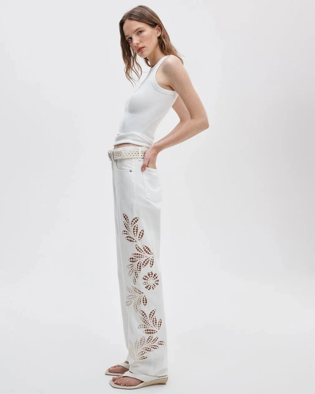 Shea Relaxed Straight Jean White Floral Denim - Straight rag & bone 