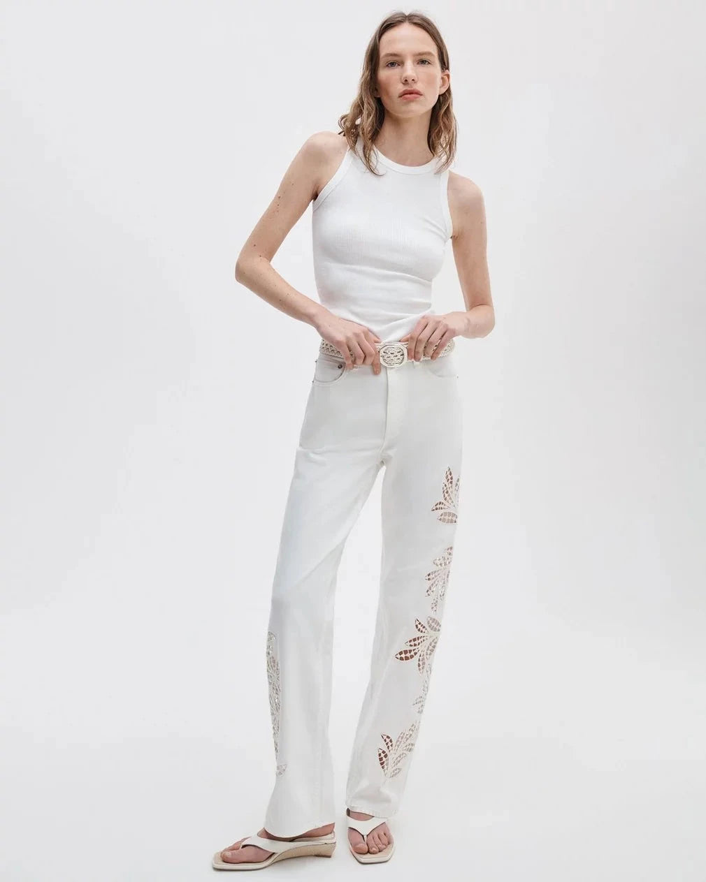 Shea Relaxed Straight Jean White Floral Denim - Straight rag & bone 