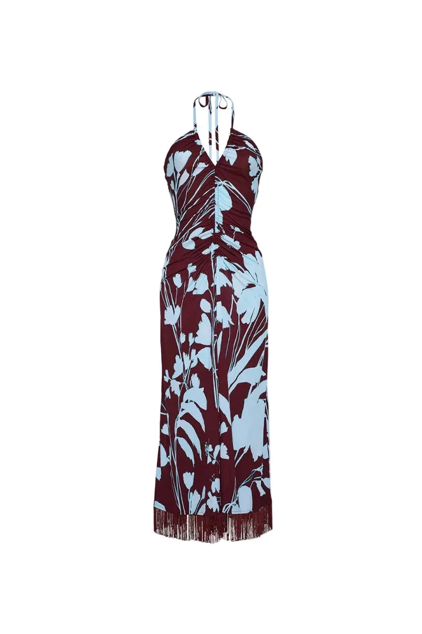 Shelter Island Dress Botanic Maroon Dresses - Maxi Cara Cara 