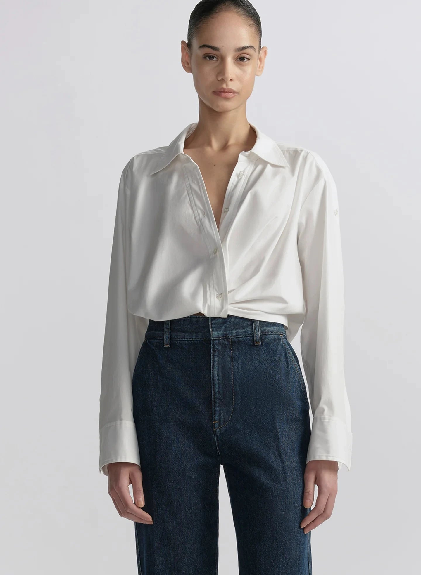 Leo Cropped Cotton Shirt Bright White Tops - Button Down A.L.C 