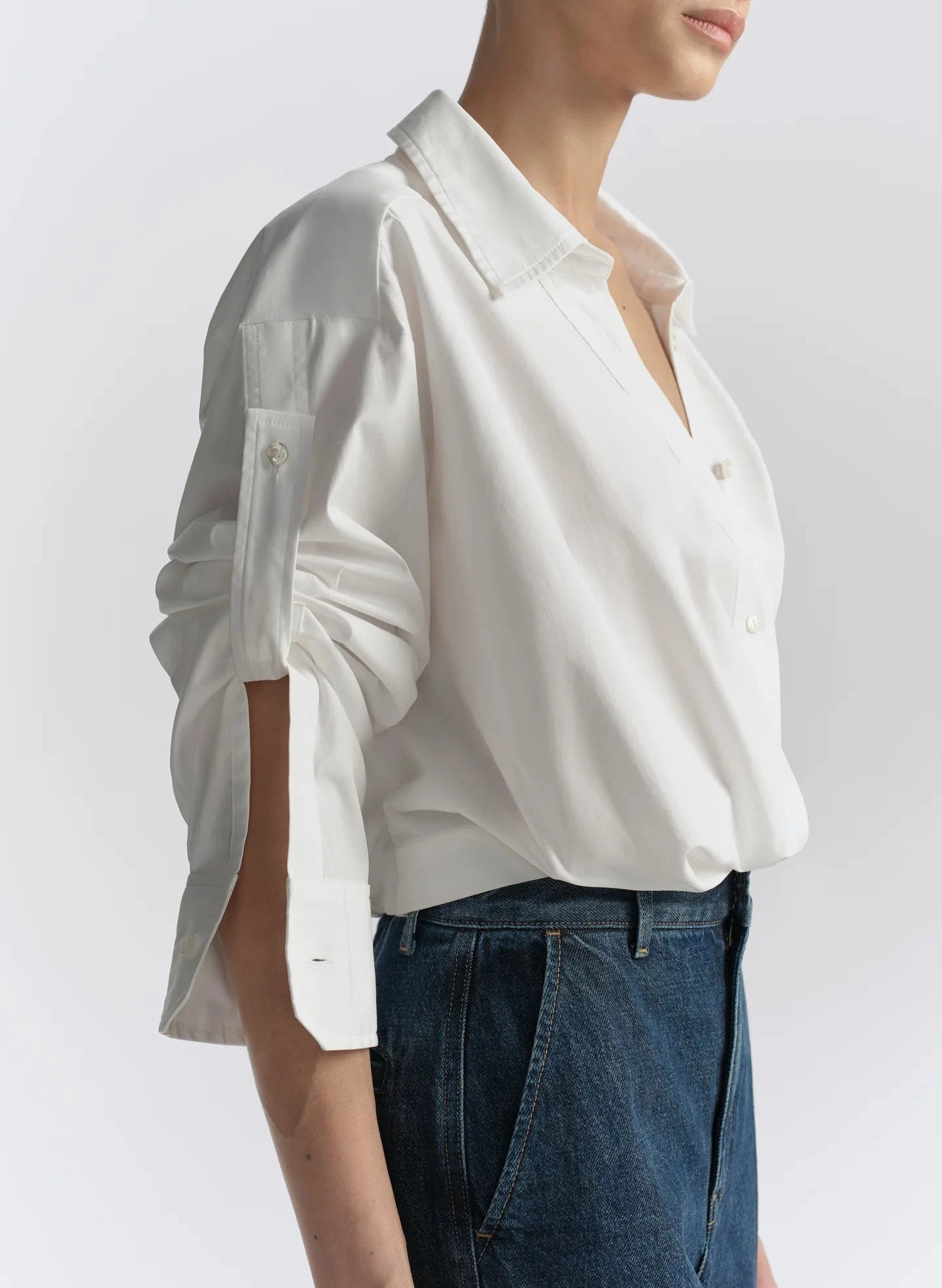 Leo Cropped Cotton Shirt Bright White Tops - Button Down A.L.C 
