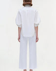 Gemma Three Quarter Sleeve Shirt White Tops - Button Down Simkhai 