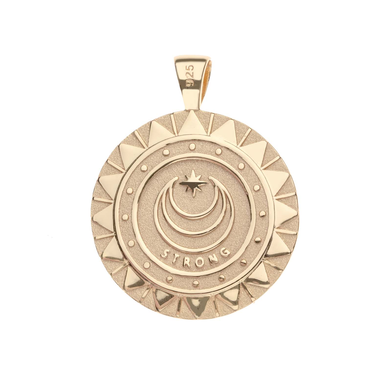 Strong Blazing Sun Coin Pendant 16-18" Classic Rolo Necklaces Jane Win 