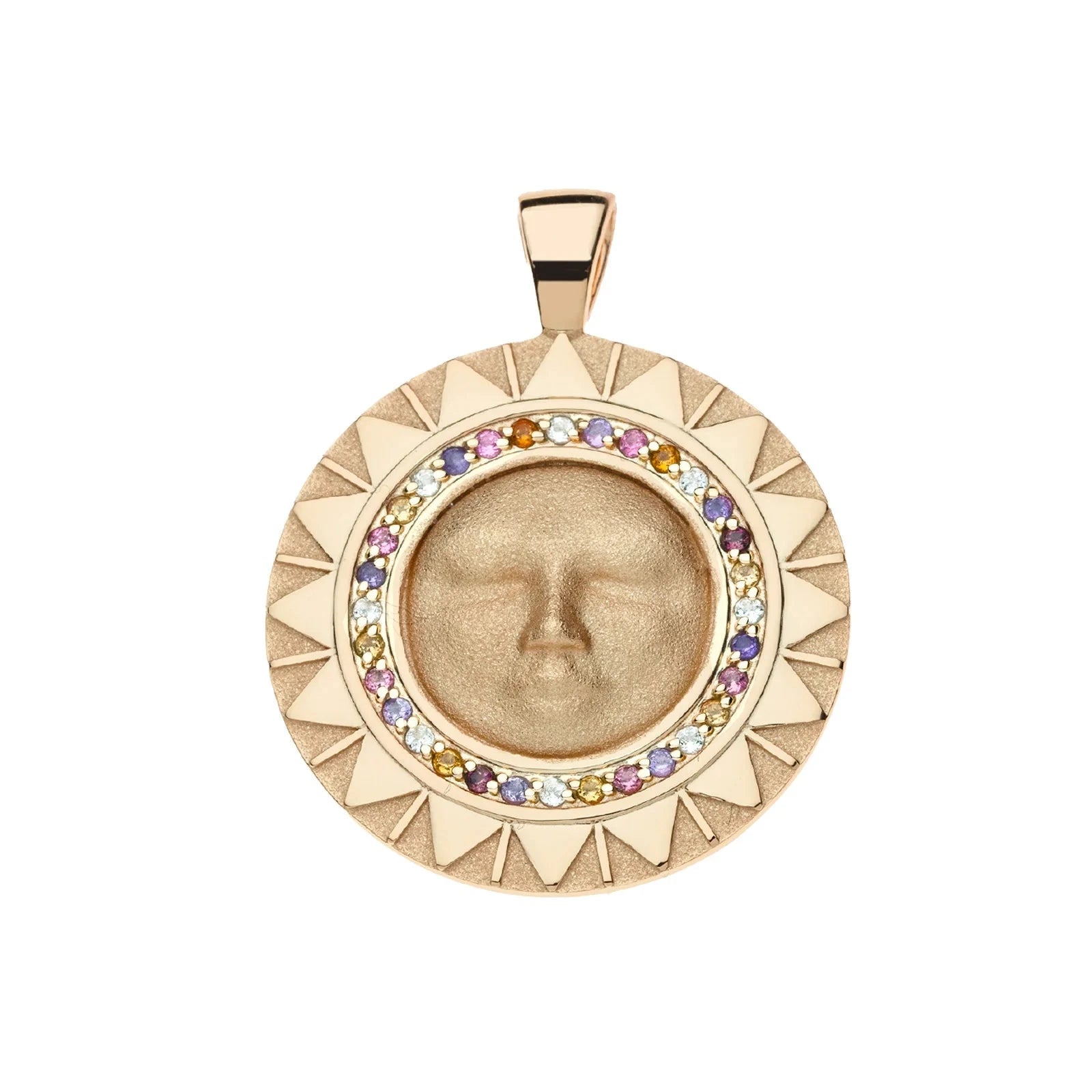 Strong Blazing Sun Coin Pendant 16-18" Classic Rolo Necklaces Jane Win 