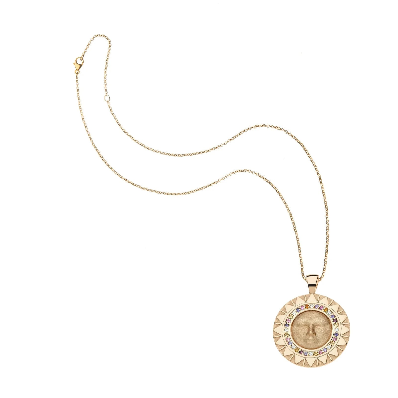 Strong Blazing Sun Coin Pendant 16-18" Classic Rolo Necklaces Jane Win 