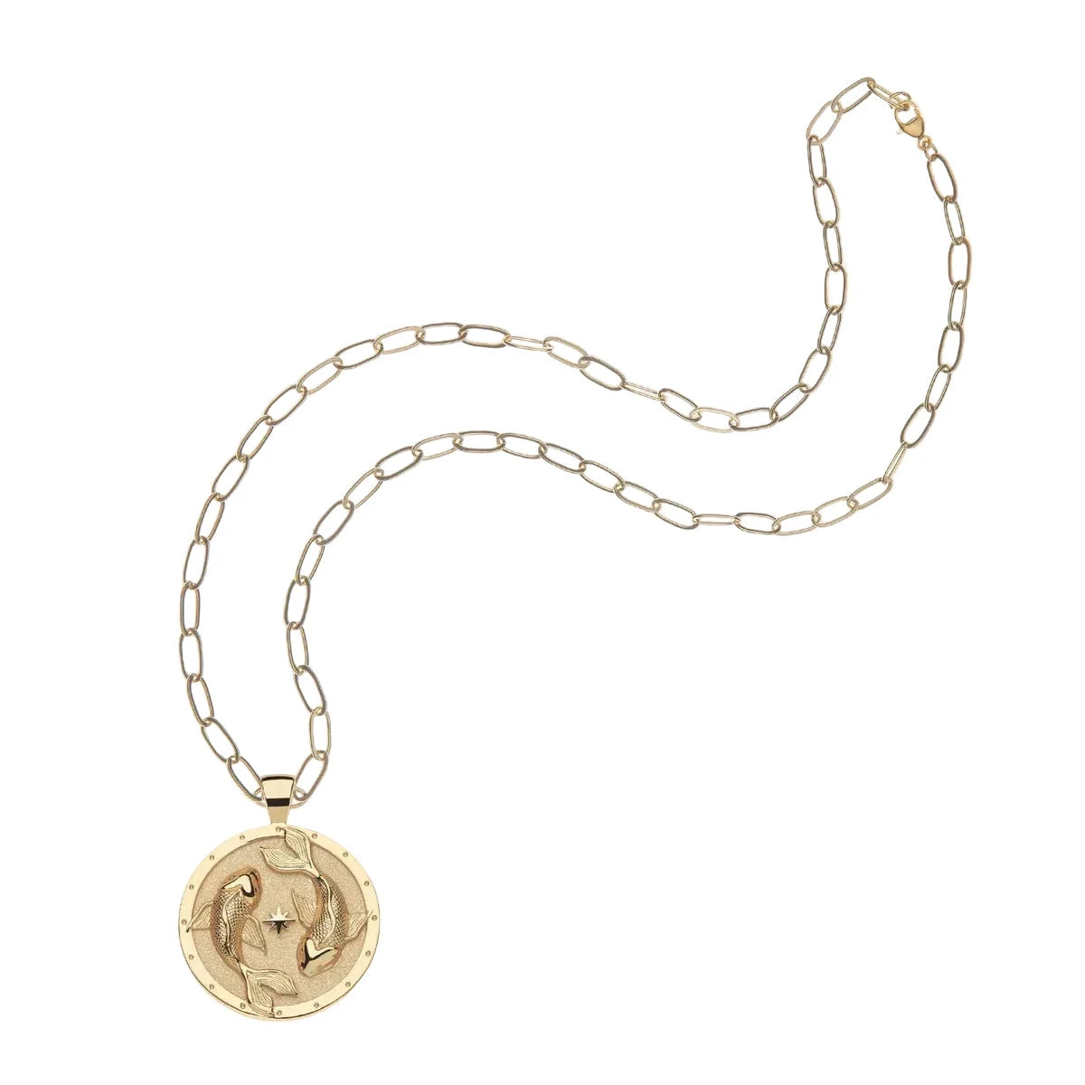 Strong Circling Koi Fish Original Pendant Coin 18" Drawn Link Necklaces Jane Win 