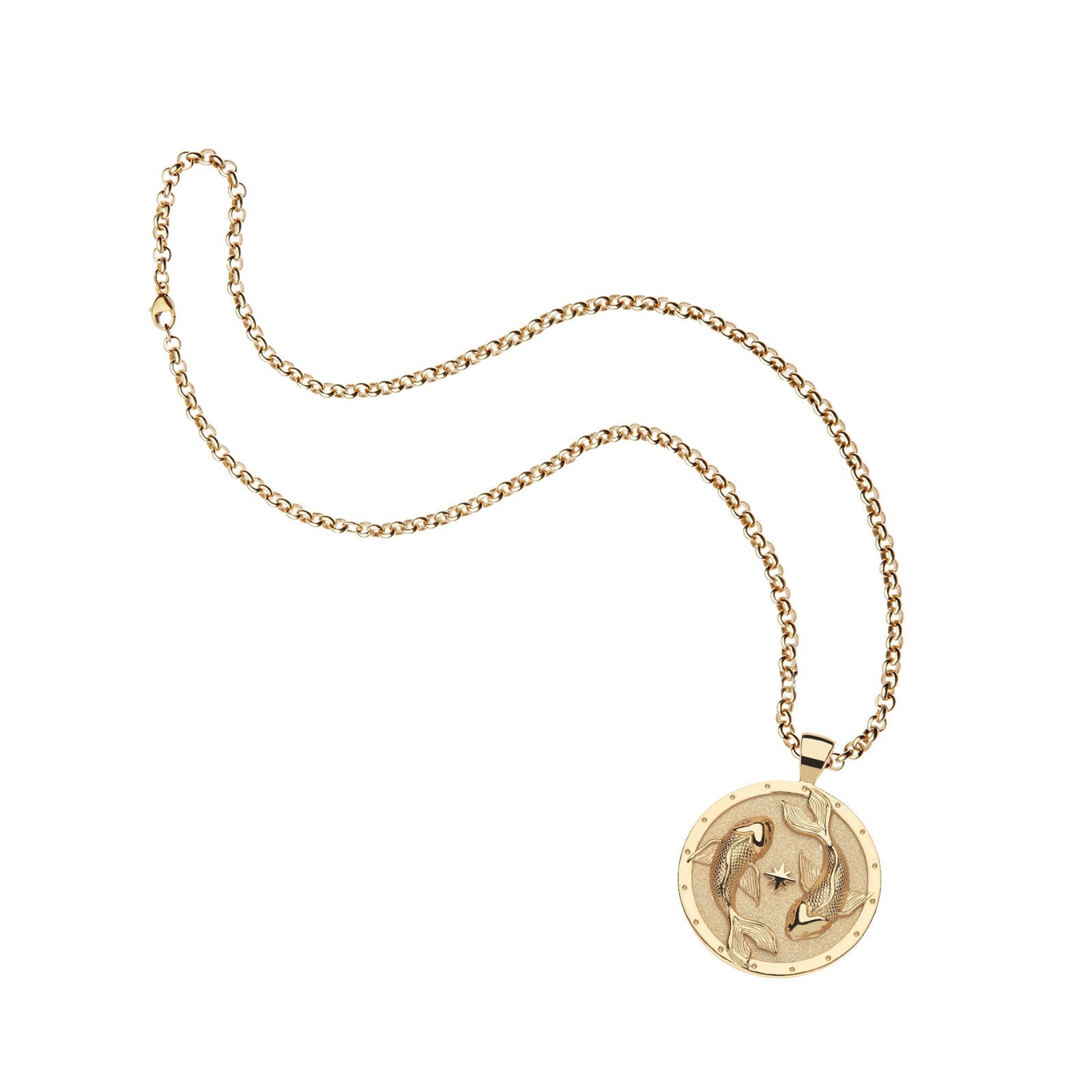 Strong Circling Koi Fish Original Pendant Coin 18" Grande Rolo Necklaces Jane Win 