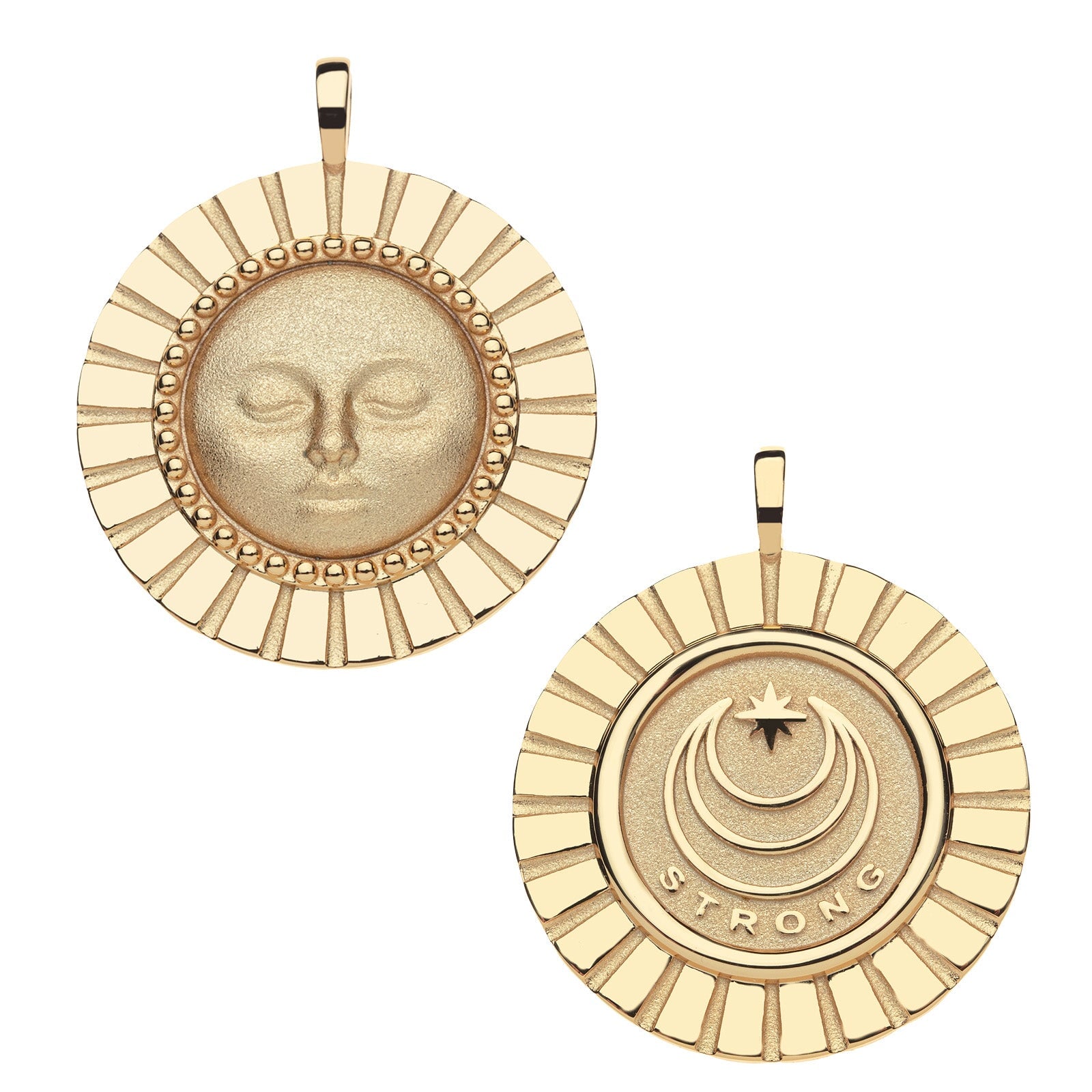 Strong Enduring Sun Jumbo Pendant 16-18" Classic Rolo Necklaces Jane Win 
