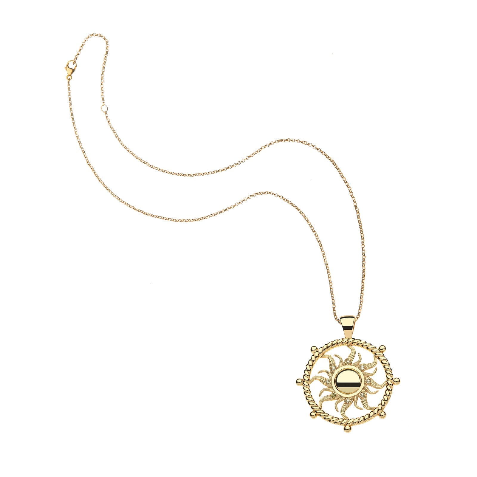 Strong Flaring Sun Cutout Pendant 16-18" Classic Rolo Necklaces Jane Win 