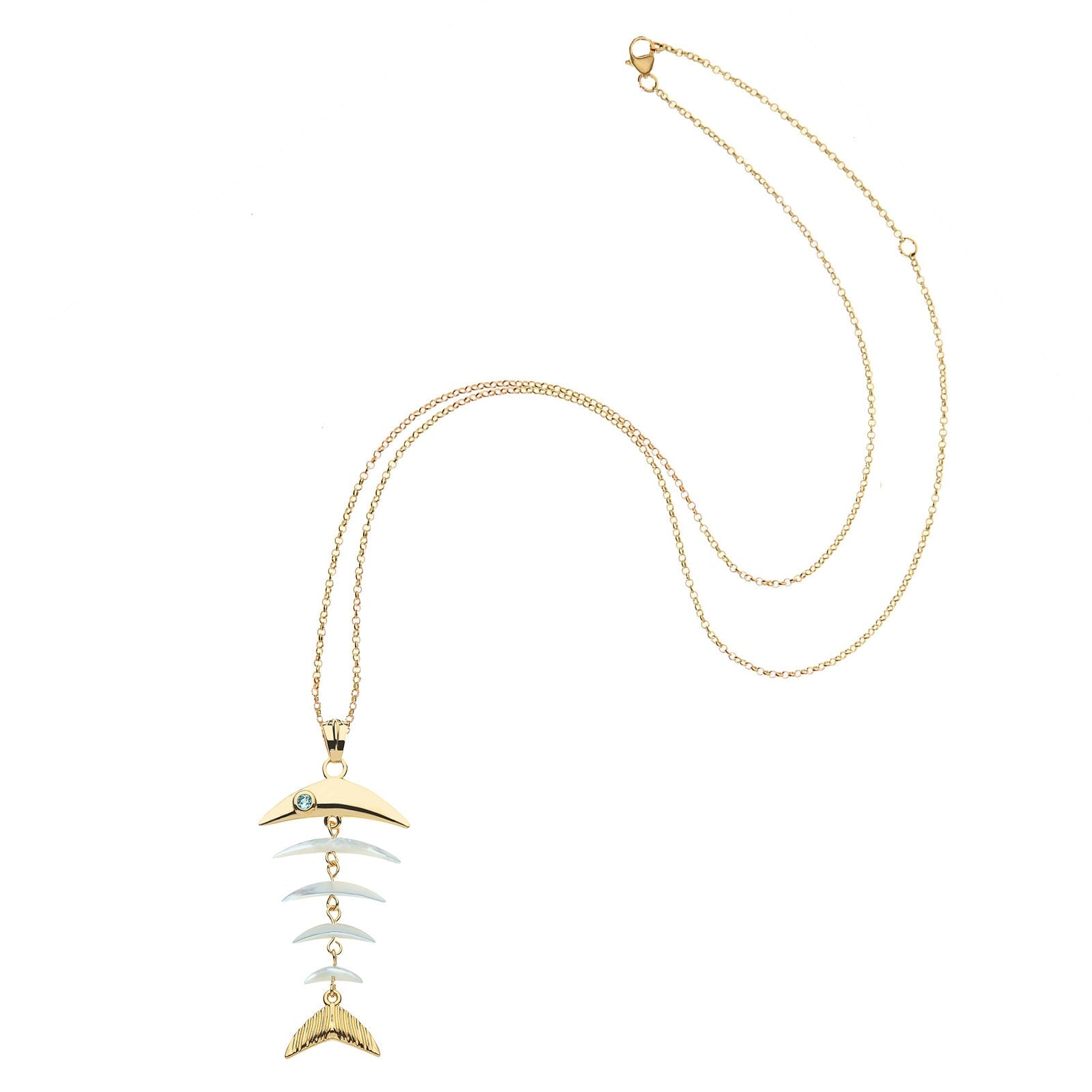 Strong Mother of Pearl Fishbone Pendant 18-20" Delicate Adjustable Chain Necklaces Jane Win 