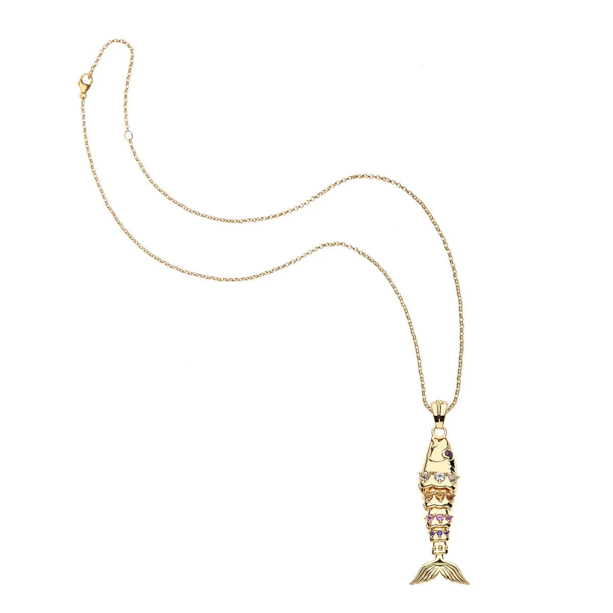 Strong Ombre Stone Fish Charm 16-18" Classic Rolo Necklaces Jane Win 