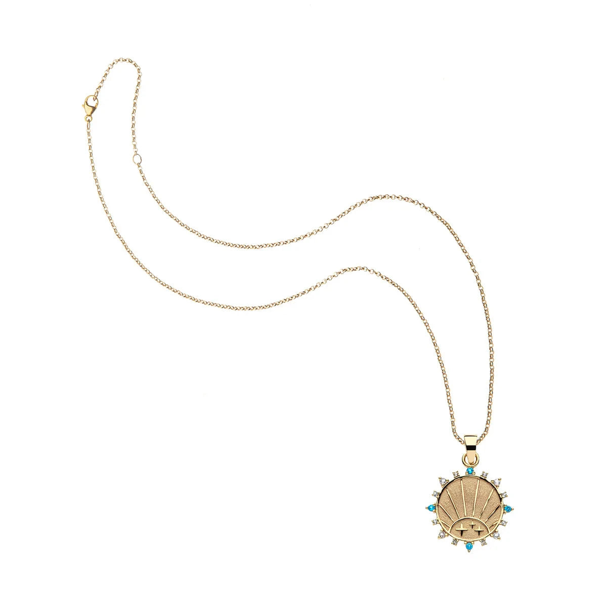 Strong Petite Embellished Coin Rising Sun 16-18" Classic Rolo Necklaces Jane Win 