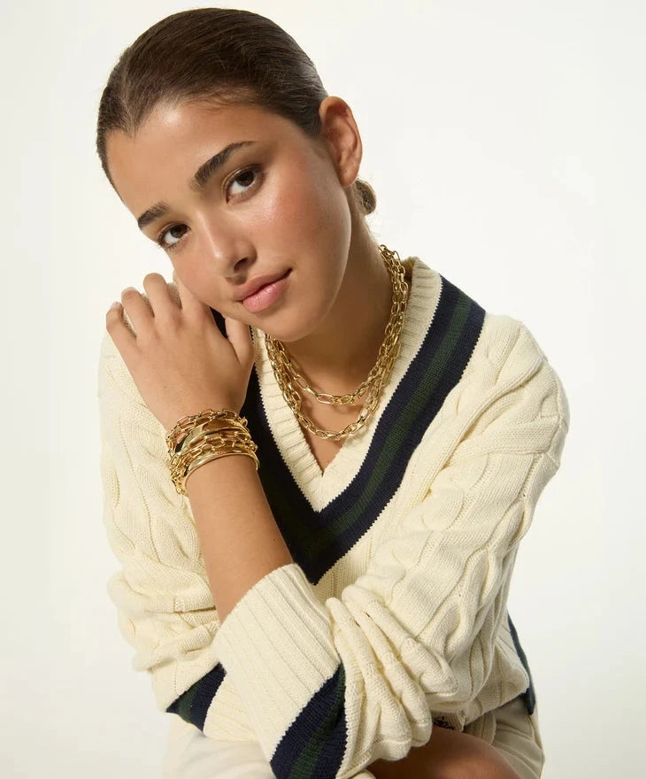 The Paperclip Double Chain Necklace Necklaces Roxanne Assoulin 