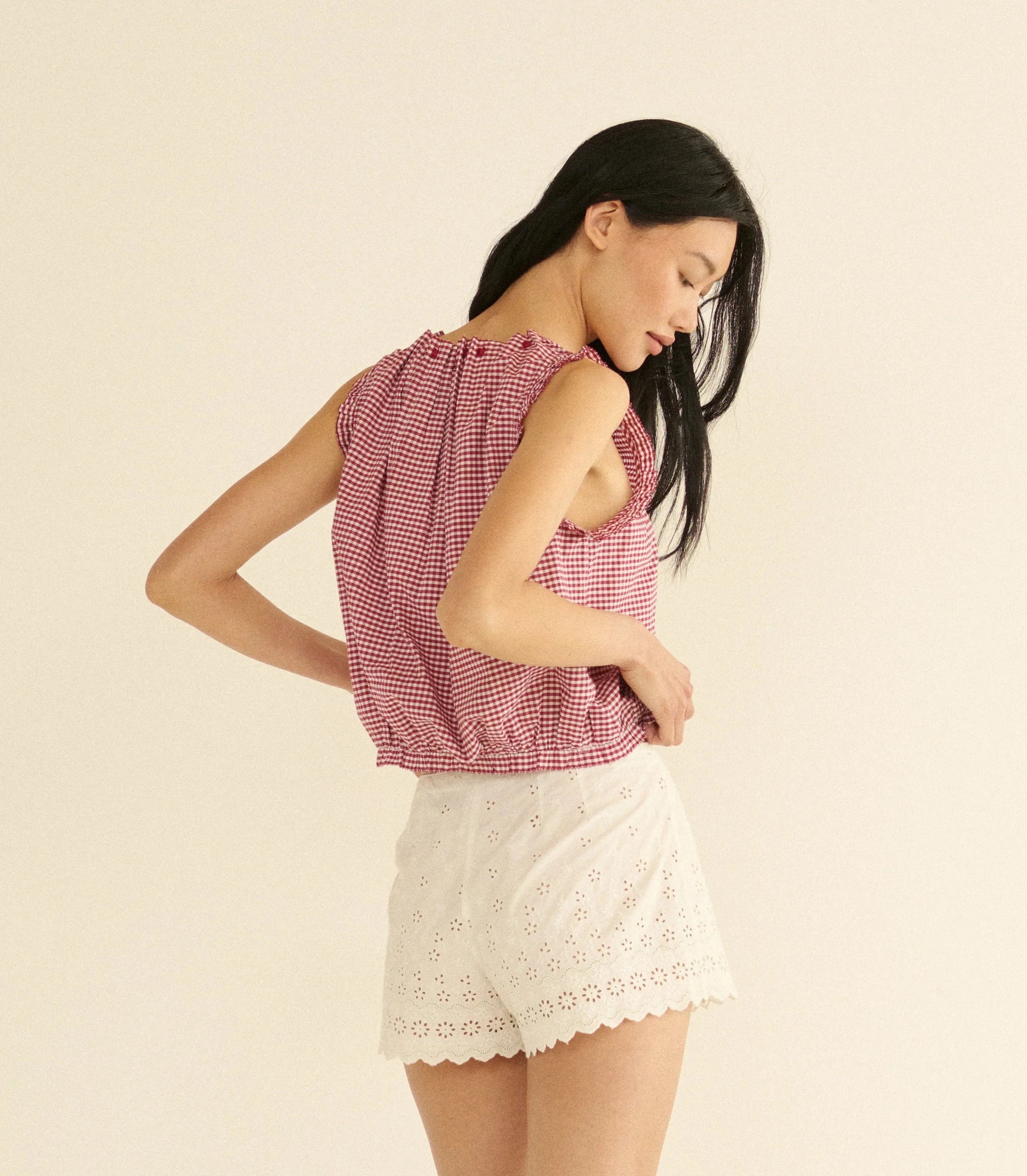 Traveler Top Mulberry La Maddalena Gingham Tops - Blouses Doen 