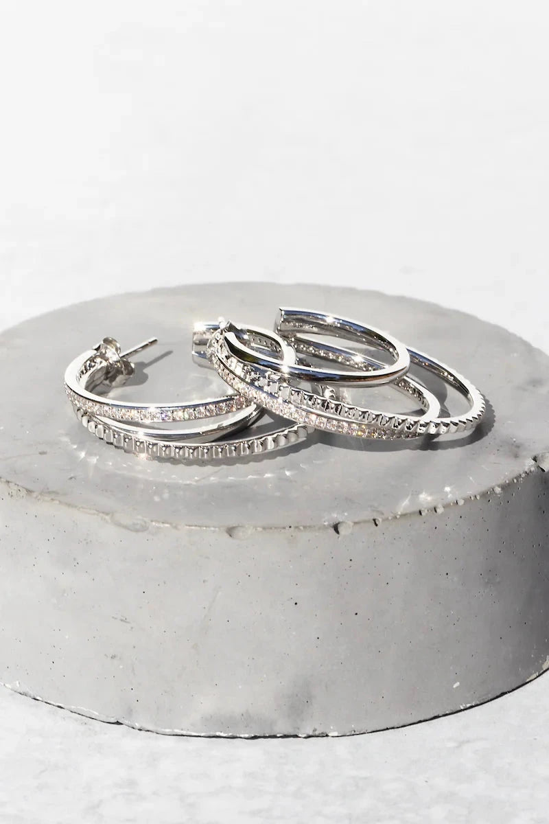 Triple Threat Earring 50mm Silver Earrings Native Gem 