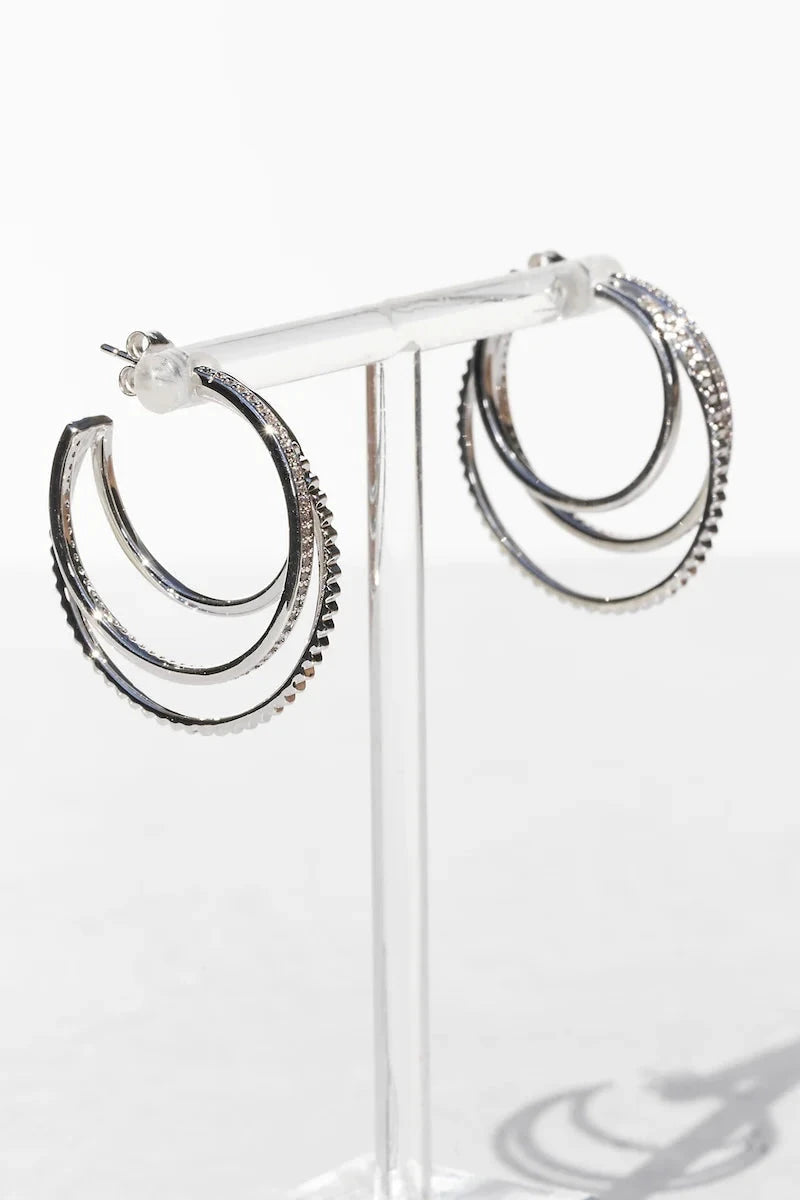 Triple Threat Earring 50mm Silver Earrings Native Gem 