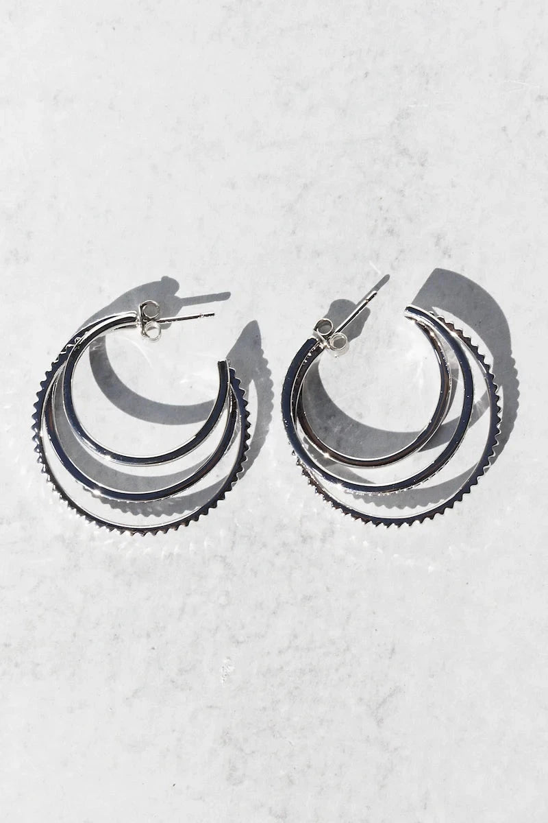 Triple Threat Earring 50mm Silver Earrings Native Gem 