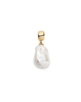Pearl pendant with gold setting on a white background