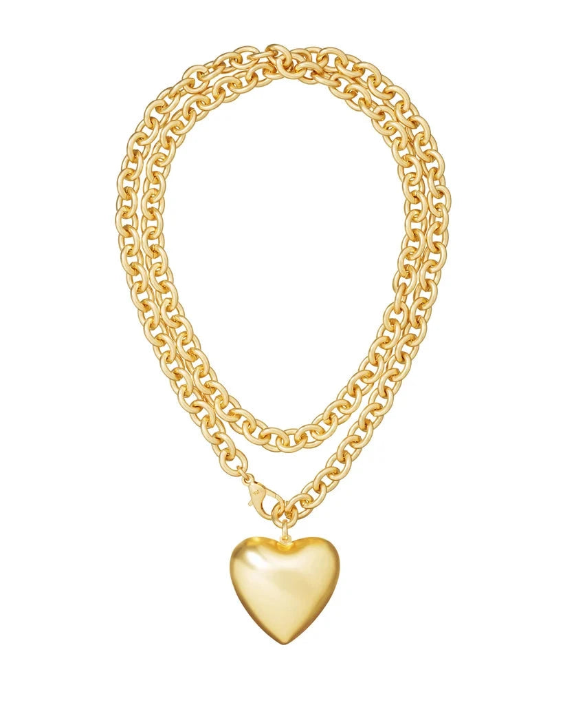 The Big Puffy Heart Necklace Gold Necklaces Roxanne Assoulin 