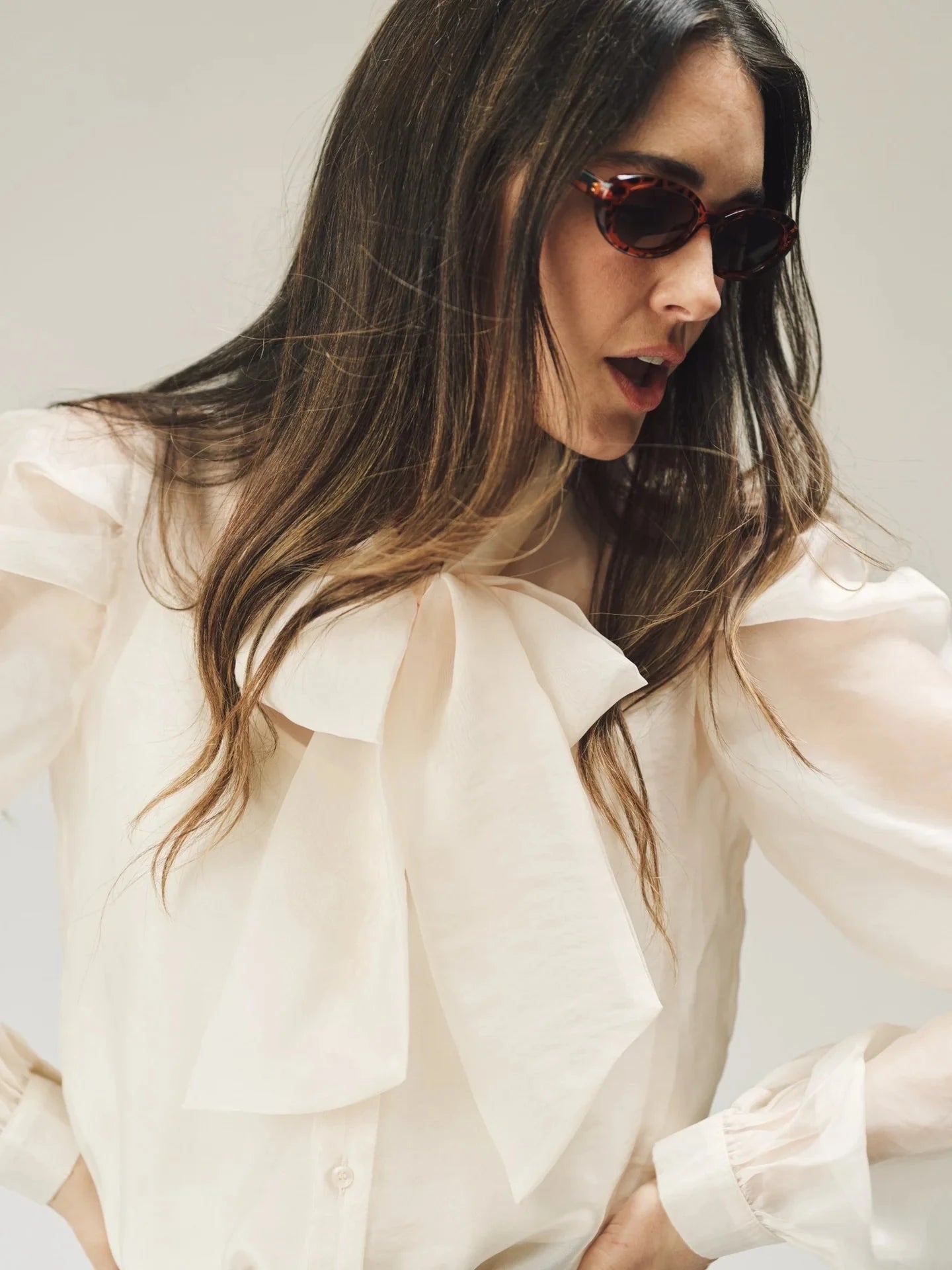 The Long Sleeve French Bow Shirt Ivory Tops - Blouses The Shirt 