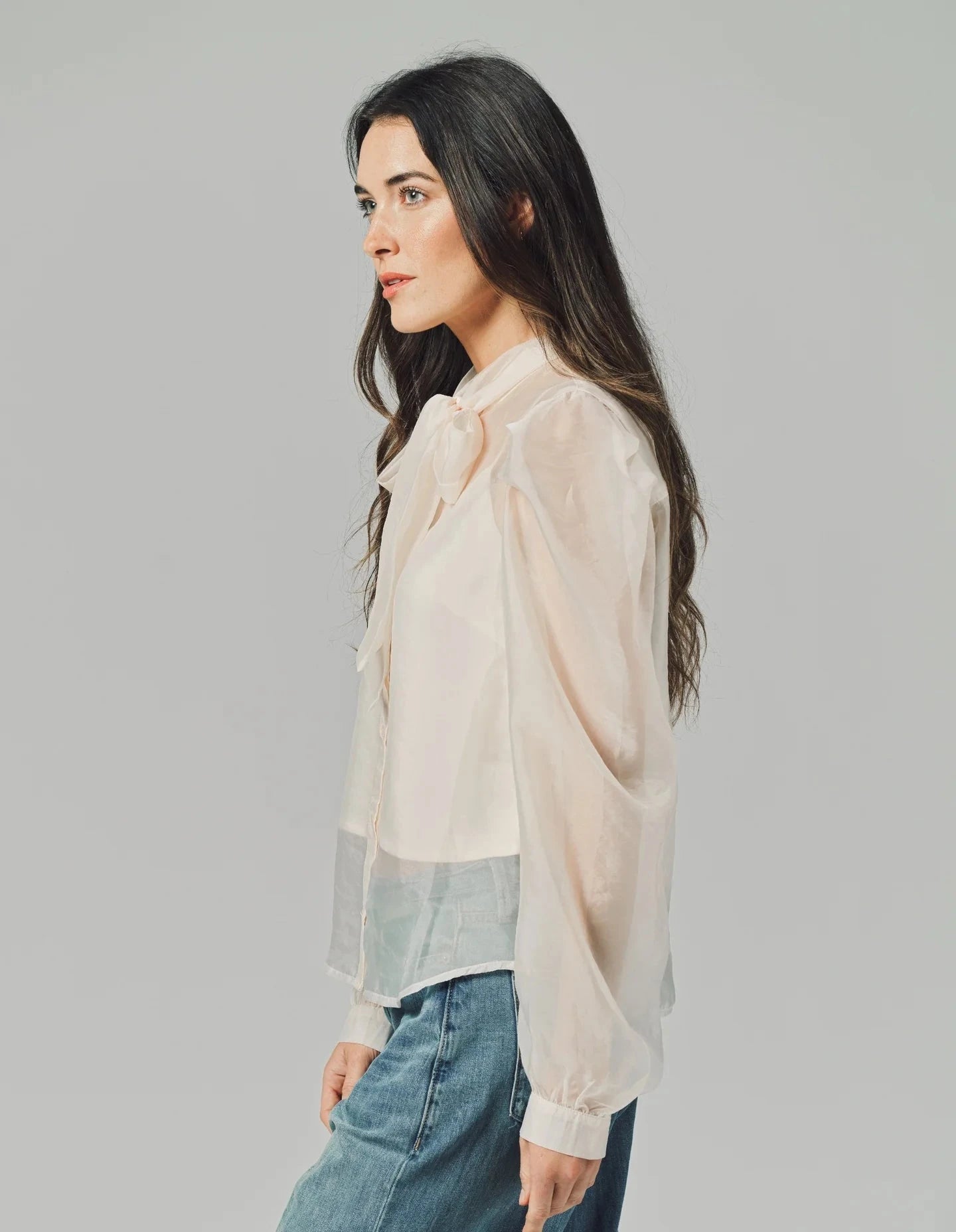 The Long Sleeve French Bow Shirt Ivory Tops - Blouses The Shirt 