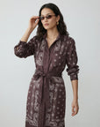 The Edie Dress Brown Scarf Print