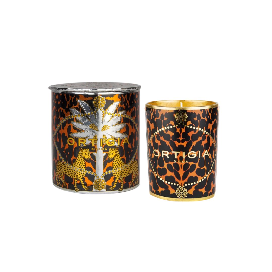 Small Ambra Nera Decorated Candle Candles & Diffusers - Candles Ortigia 