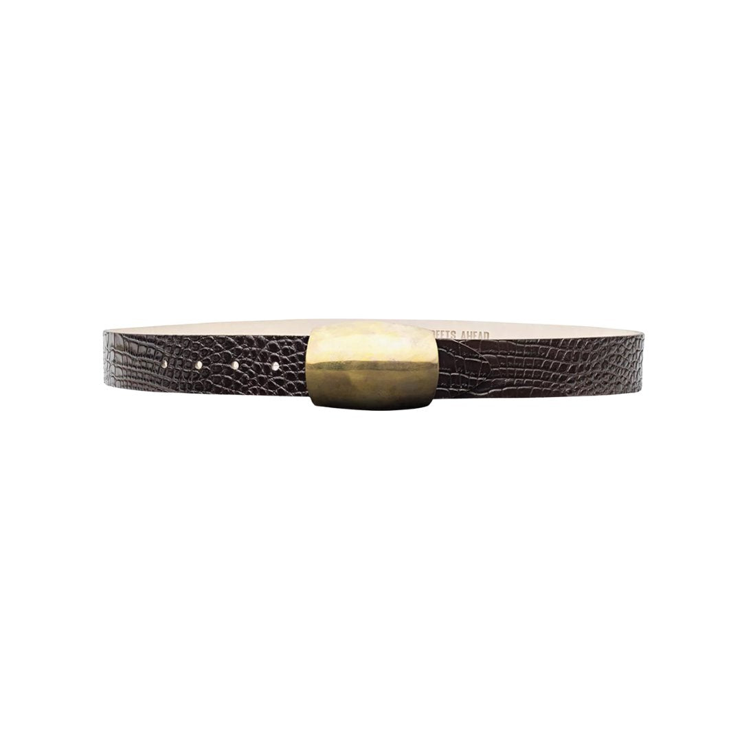 Milou Belt Chocolate Croc Embossed Belts L'Agence 