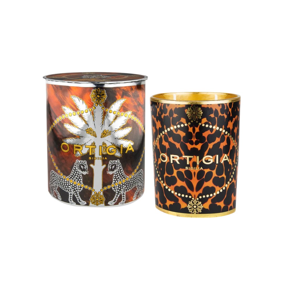 Medium Ambra Nera Decorated Candle Candles & Diffusers - Candles Ortigia 