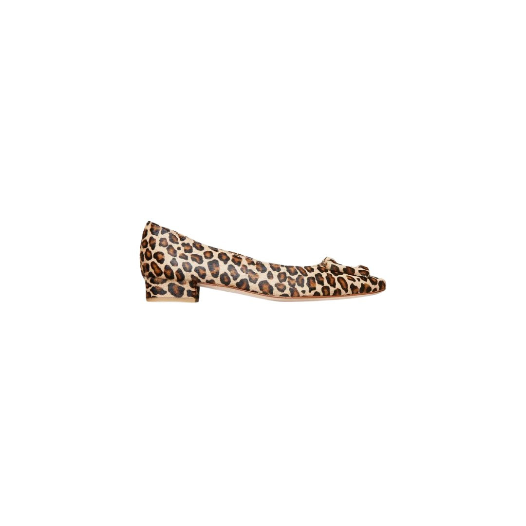 Buckle Shoe Leopard Calf Hair Pumps - Low Ann Mashburn 