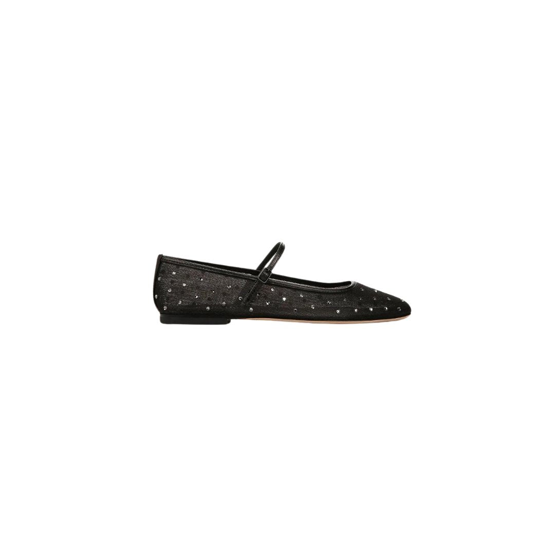 Ellie Mesh Crystal Black Diamond Flat Flats - Ballet Veronica Beard - Shoes 