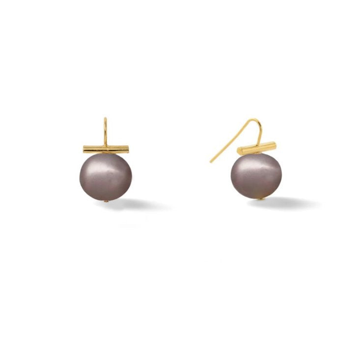 Classic Medium Pebble Pearl Earring Periwinkle Jewelry - Earrings Catherine Canino 