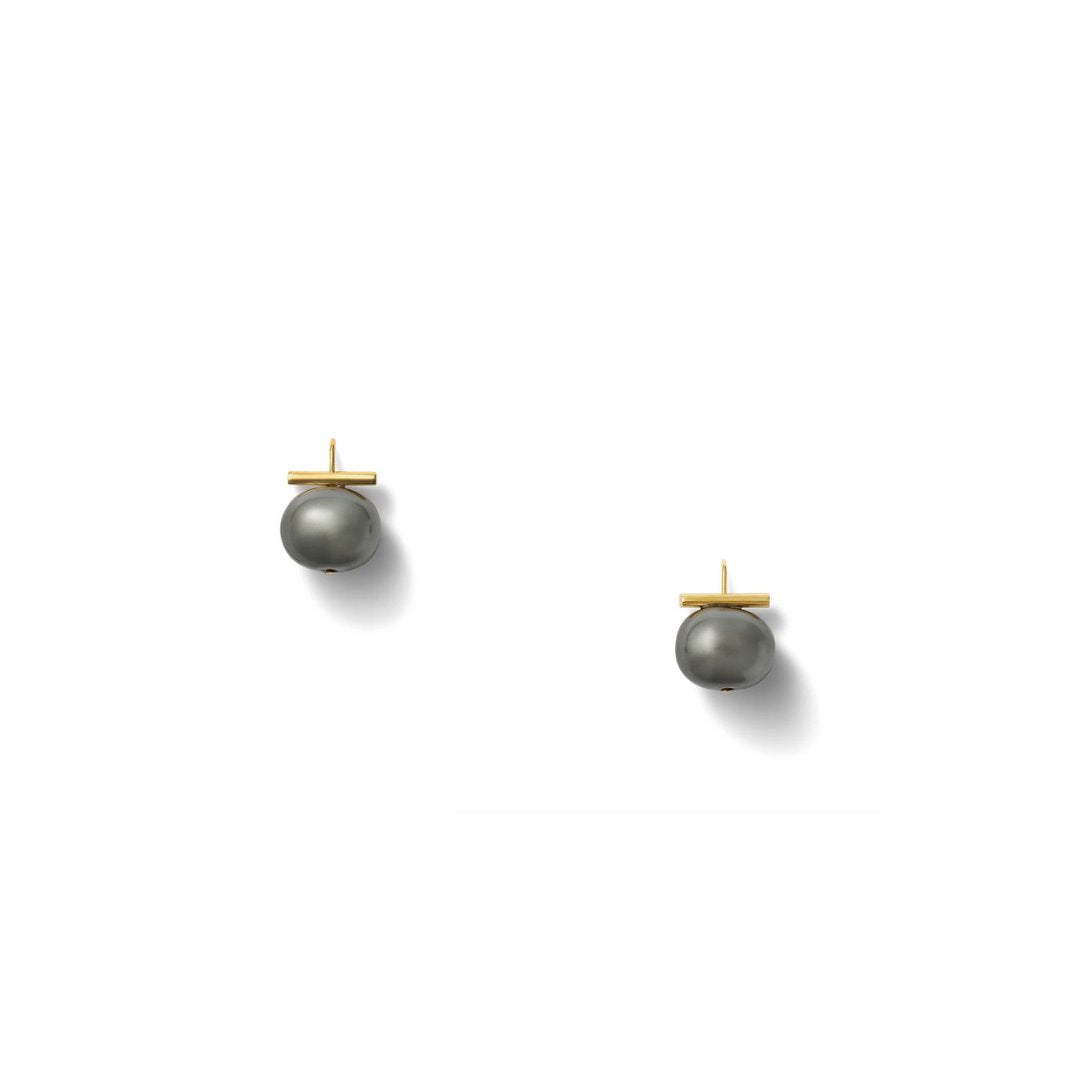 Classic Medium Pebble Pearl Dark Grey Jewelry - Earrings Catherine Canino 