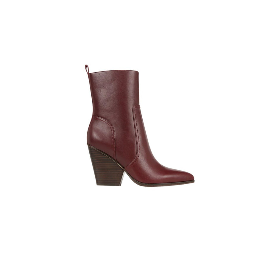 Logan Leather Bootie Merlot Shoes - Boots - Booties Veronica Beard - Shoes 