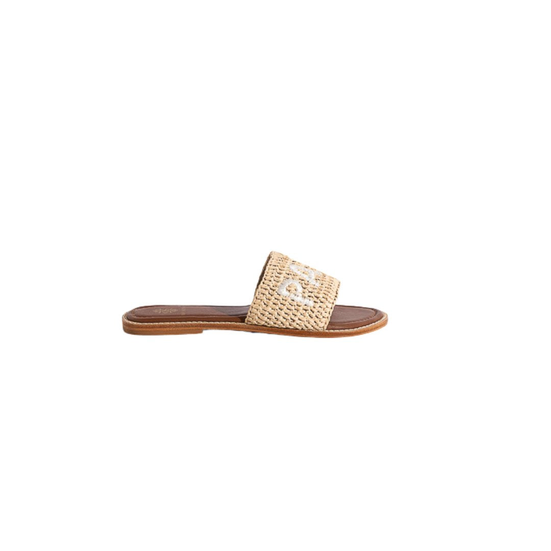 Palm Beach Raffia Natural Off White Shoes - Sandals - Flat Sandals De Siena 