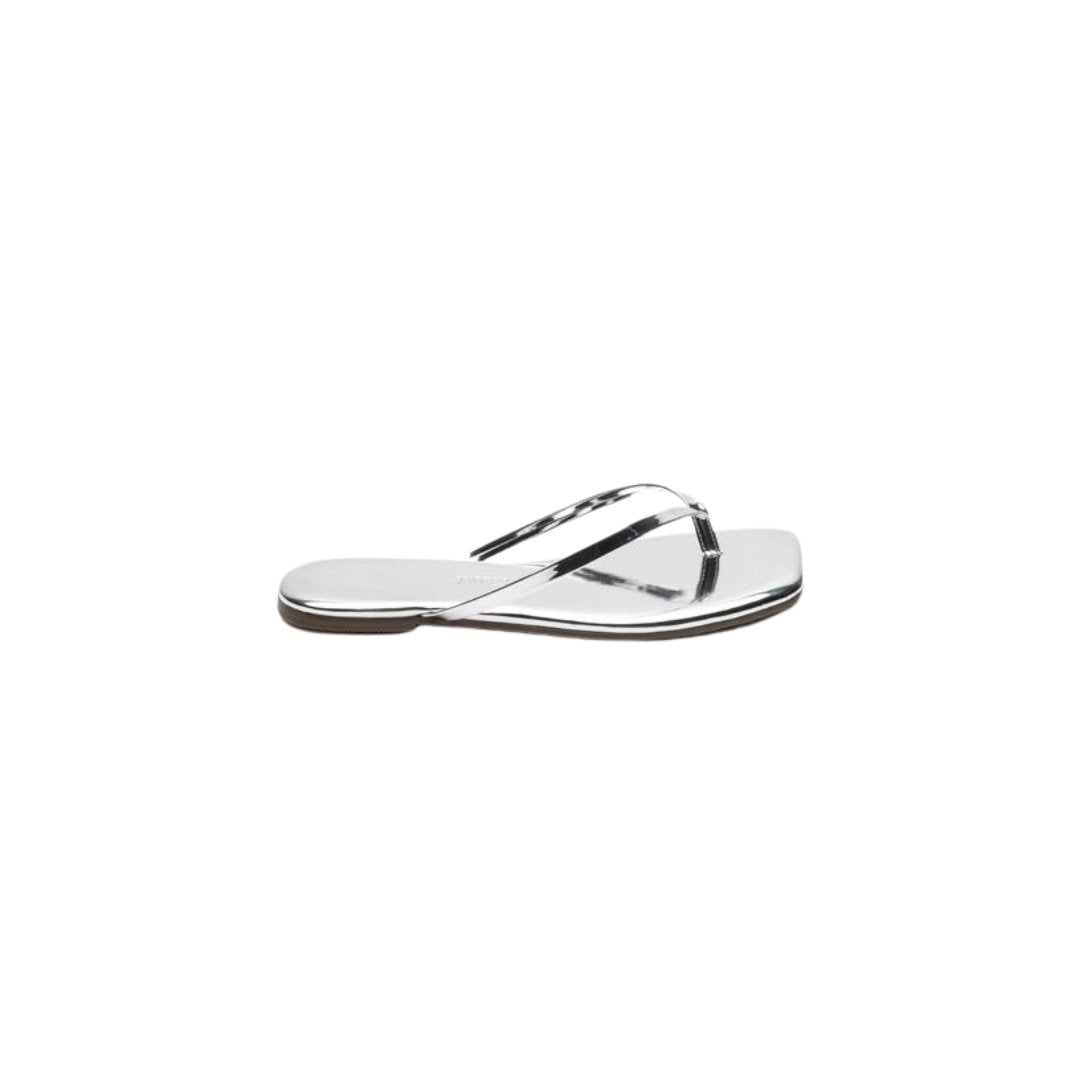 Square Toe Lily Mirror Chrome Sandals - Flip Flops Tkees 