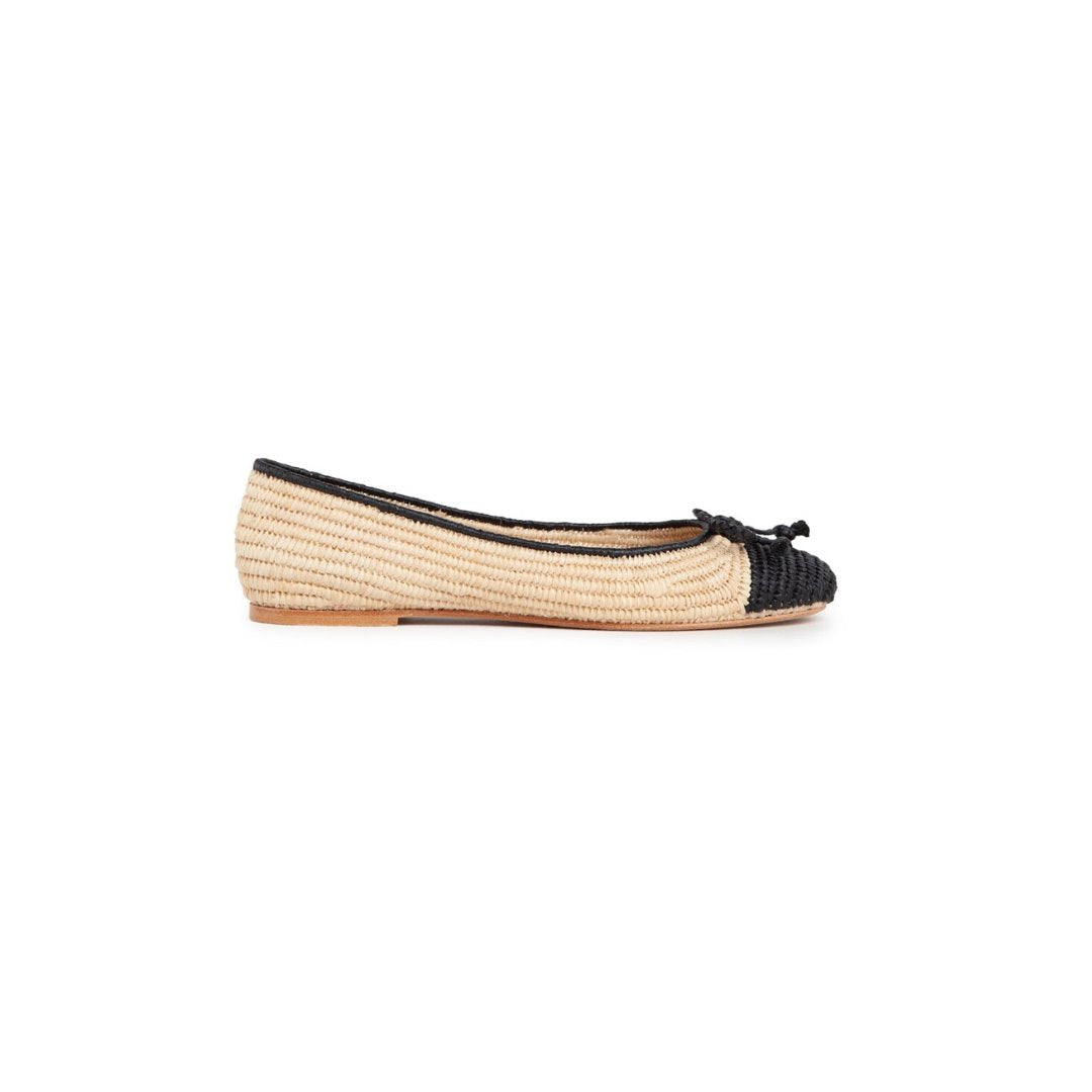 Idara Raffia Black Shoes - Flats - Ballet Paloma Barcelo 