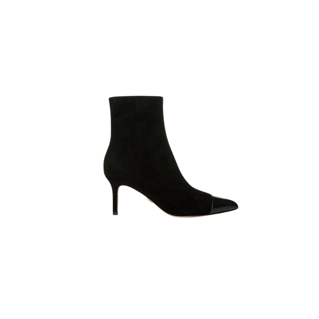 Lisa Cap-Toe Mid-Heel Bootie Black Boots - Booties Veronica Beard - Shoes 