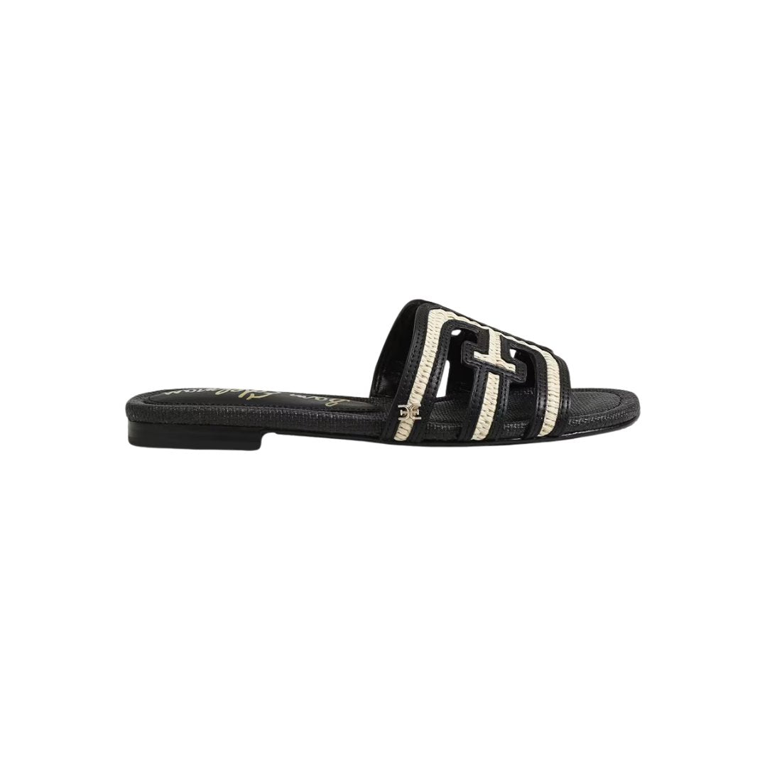 Bay Slide Sandal Black/Linen Raffia Sandals - Flat Sandals Sam Edelman 