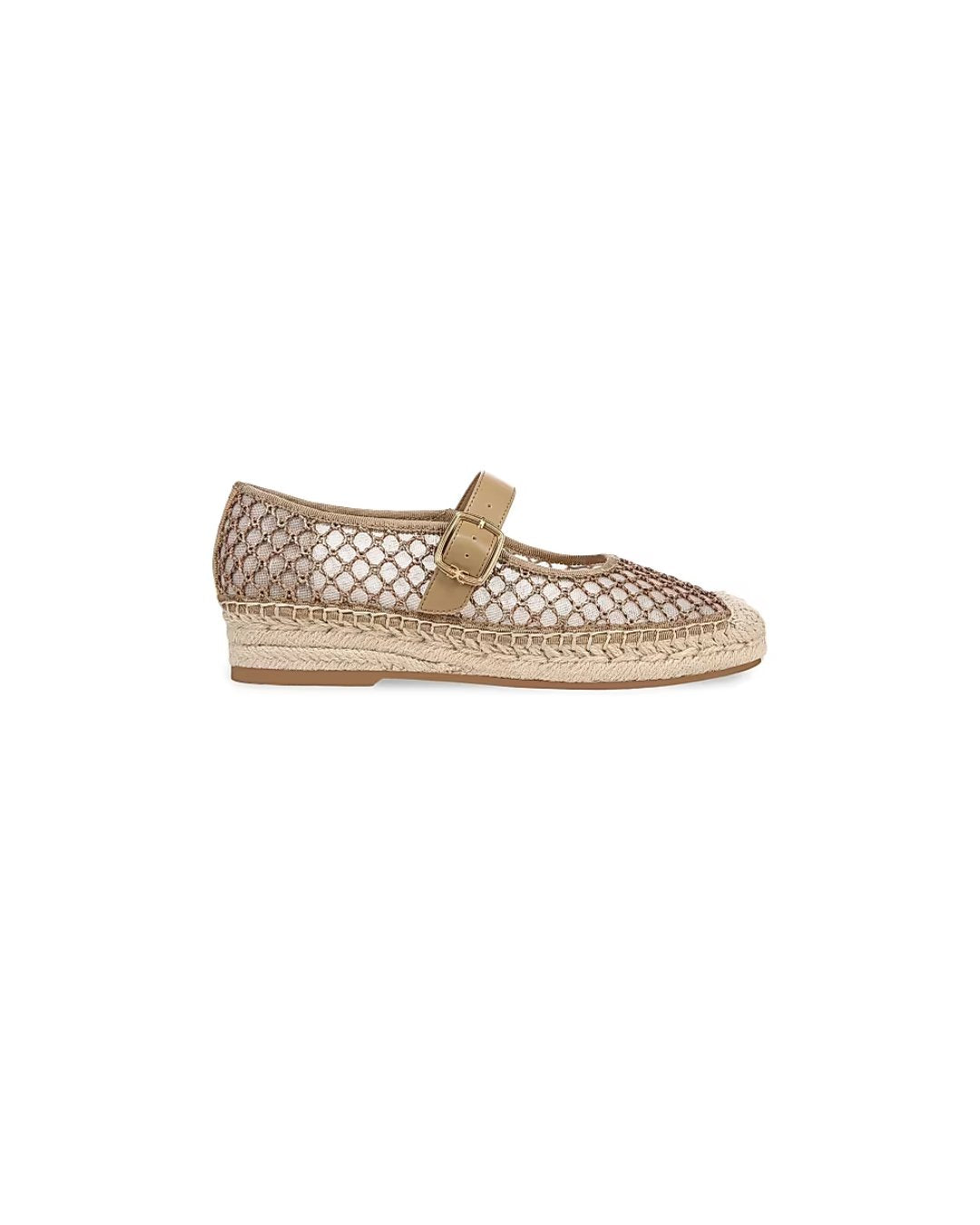 Mackie Mesh Espadrille Mary Jane Brushed Gold Cyprus Tan Flats - Ballet Sam Edelman 