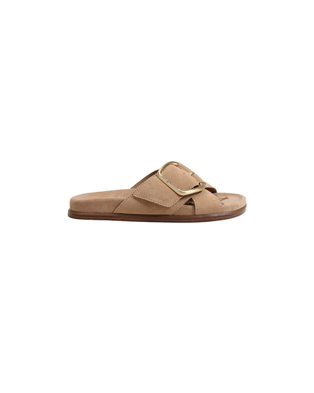 Darla Buckle Slide Sandal Cyprus Tan Suede Sandals - Flat Sandals Sam Edelman 
