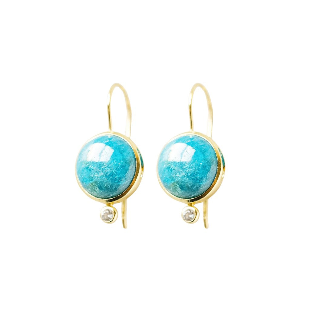 Tini Mini Drop Earrings Neon Blue Apatite Earrings Laura Foote Designs 