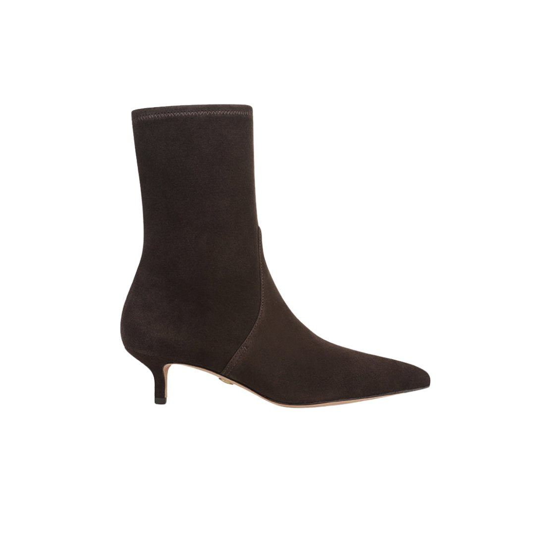 Lisa Stretch Kitten-Heel Ankle Boot Espresso Boots - Booties Veronica Beard - Shoes 
