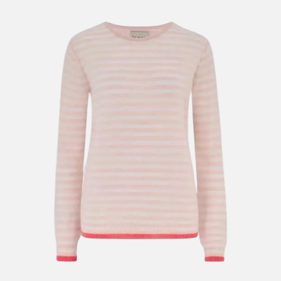 Little Stripe Crew Powder Puff Lily Cerise Sweater - Crewneck Jumper 1234 