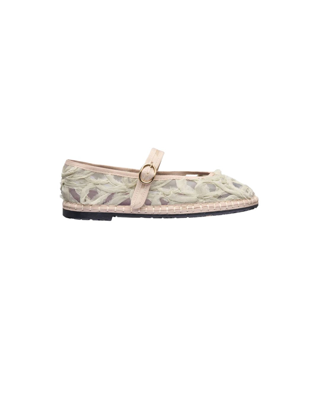 Pierre Lace Mary Jane Green Sandals - Flat Sandals Flabelus 