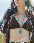 Love Carry Your Heart Pendant Turquoise 18" Drawn Link Necklaces Jane Win 
