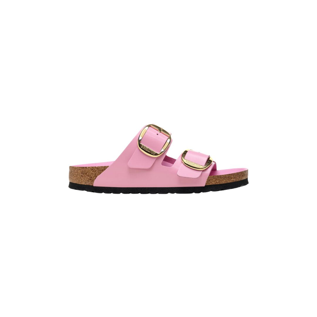 Arizona Big Buckle High Shine Leather Fondant Pink Shoes - Sandals - Flat Sandals Birkenstock 